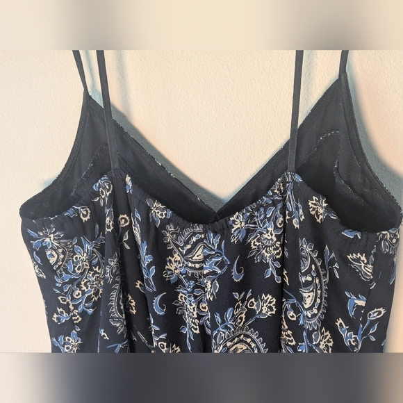 Abercrombie and Fitch Navy Blue Paisley Spaghetti Strap Slip Dress Size M - Picture 5 of 11